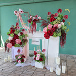 bouquet artificiel rouge rose hortensia anthurium arrangement floral décoration événement table maisonextérieur classic