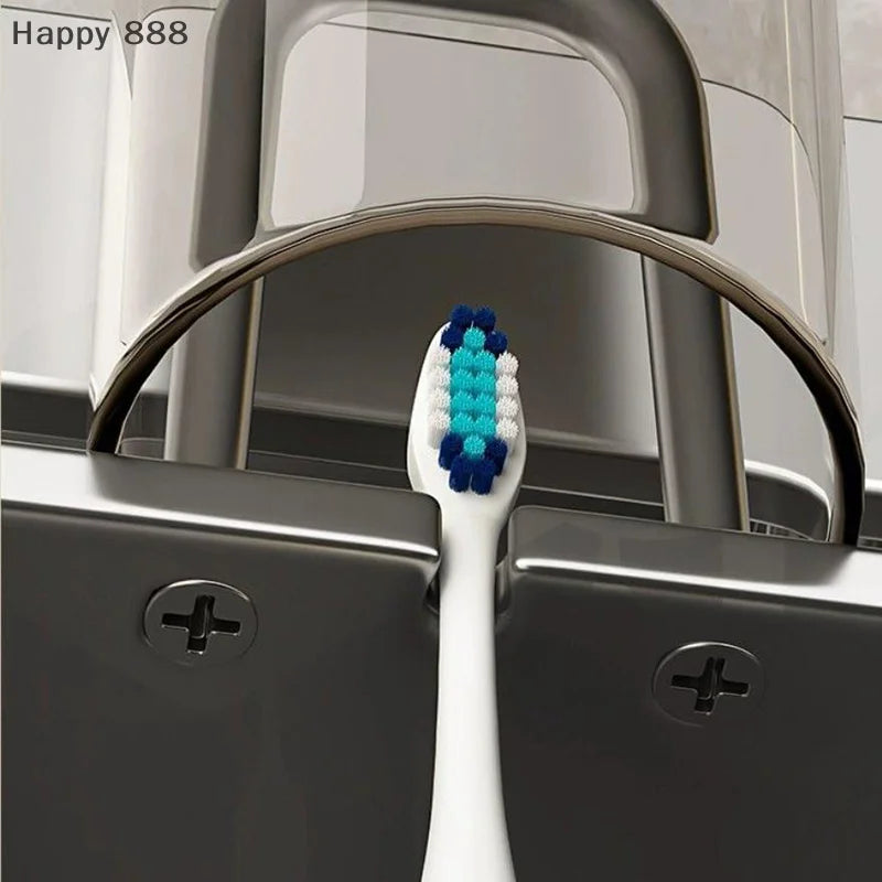 porte brosses dents argenté bleu blanc moderne crème brosse toilette rasoir électrique maquillage tasse