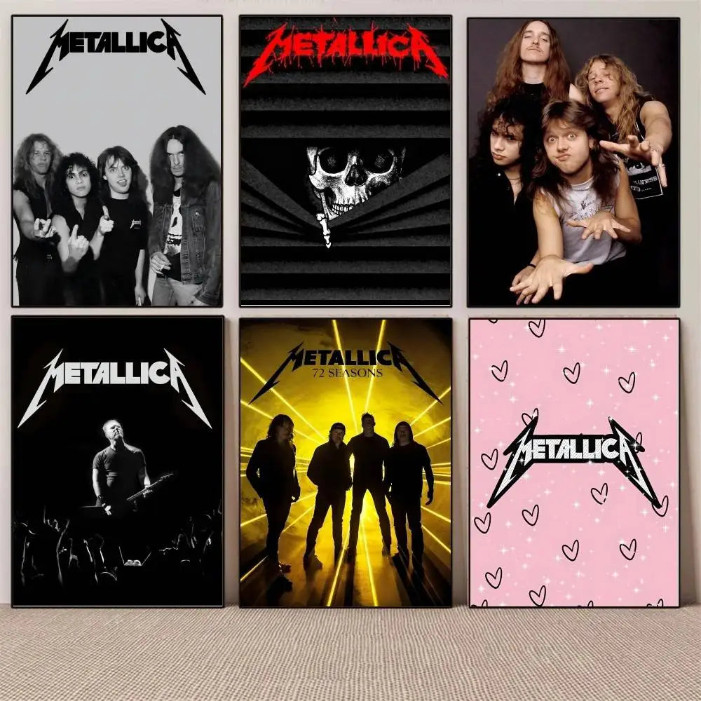 affiche autocollante metallica logo rock graphique cadre noir rouge blanc chambre