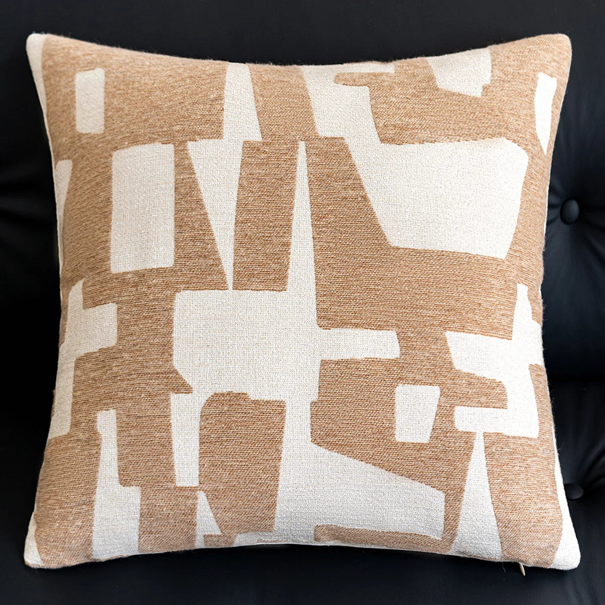 housse coussin polyester géométrique moderne beige blanc decoration intérieure canapé chaise voiture