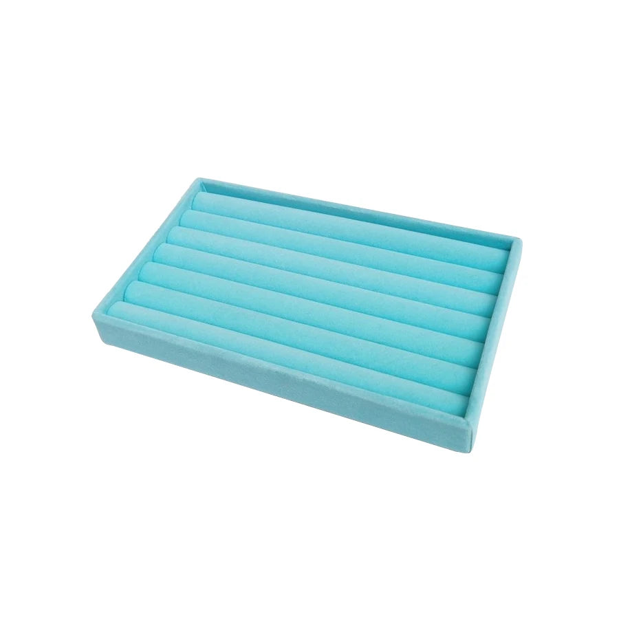 présentoir bijoux boîte turquois velours moderne pendentifs boucles d'oreilles rangement organisation plateau
