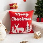 housses coussins brodées noël rennes neige opaques nordique rouge blanc gris festive