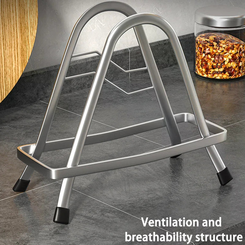 porte plats acier inoxydable réutilisable moderne planche découper argentée bois clair multifonctionalité égouttoir hachoir