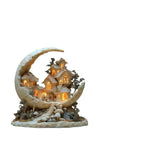 ornement artisanal miniature maison lune couleur beige blanc gris texture granuleuse décoration festival
