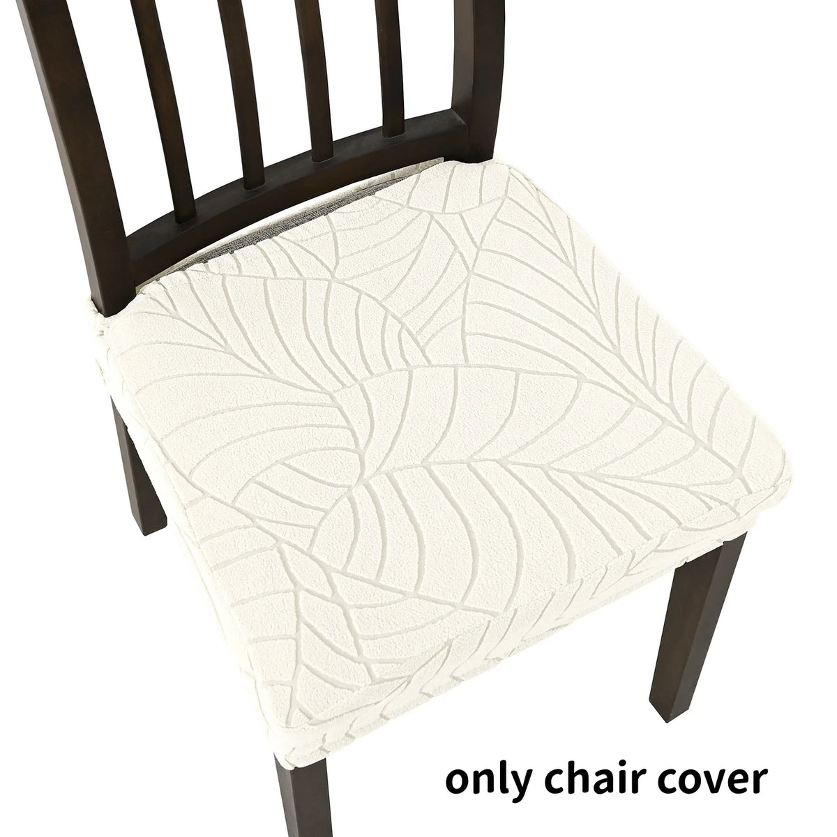 housse chaise gris clair feuilles stylisées élastique moderne protection siège polyester