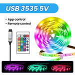 ruban led multicolore synchronisation musique télécommande câble usb adhésif moderne chambre fêtesRGBOptique