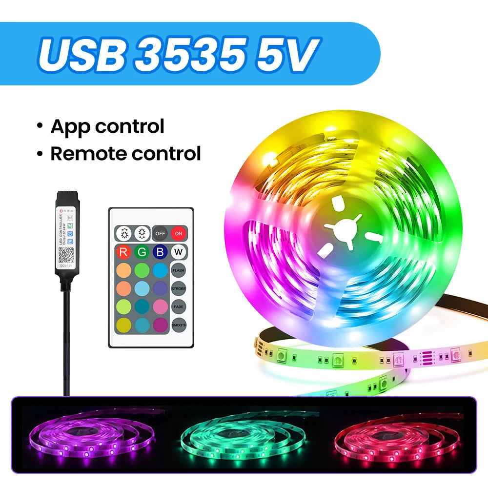 ruban led multicolore synchronisation musique télécommande câble usb adhésif moderne chambre fêtesRGBOptique