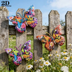 décoration murale papillon multicolore fleurs métal artificiel extérieur pièces moderne