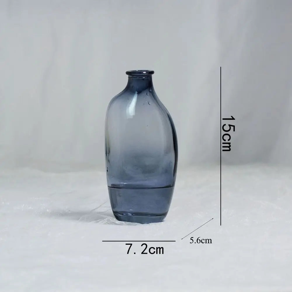 vases verre bleu marron transparent modernes minimaux fleurs artificielles 9cm 10cm 11cm