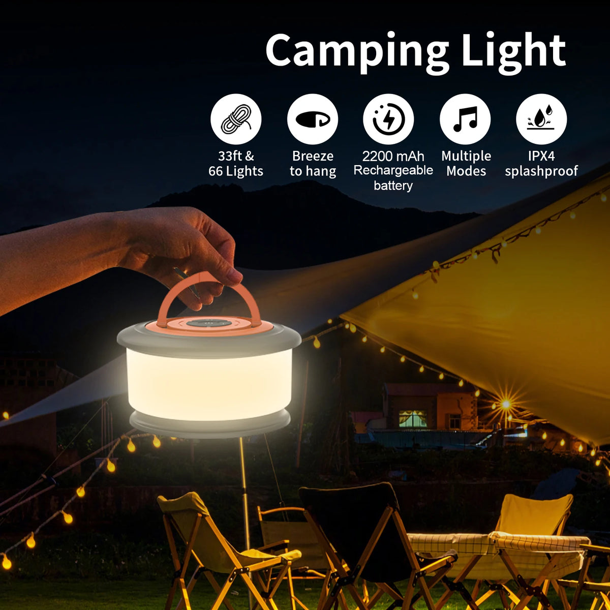 guirlande lumineuse led multicolore lampe portable camping modes éclairage rechargeableextérieur
