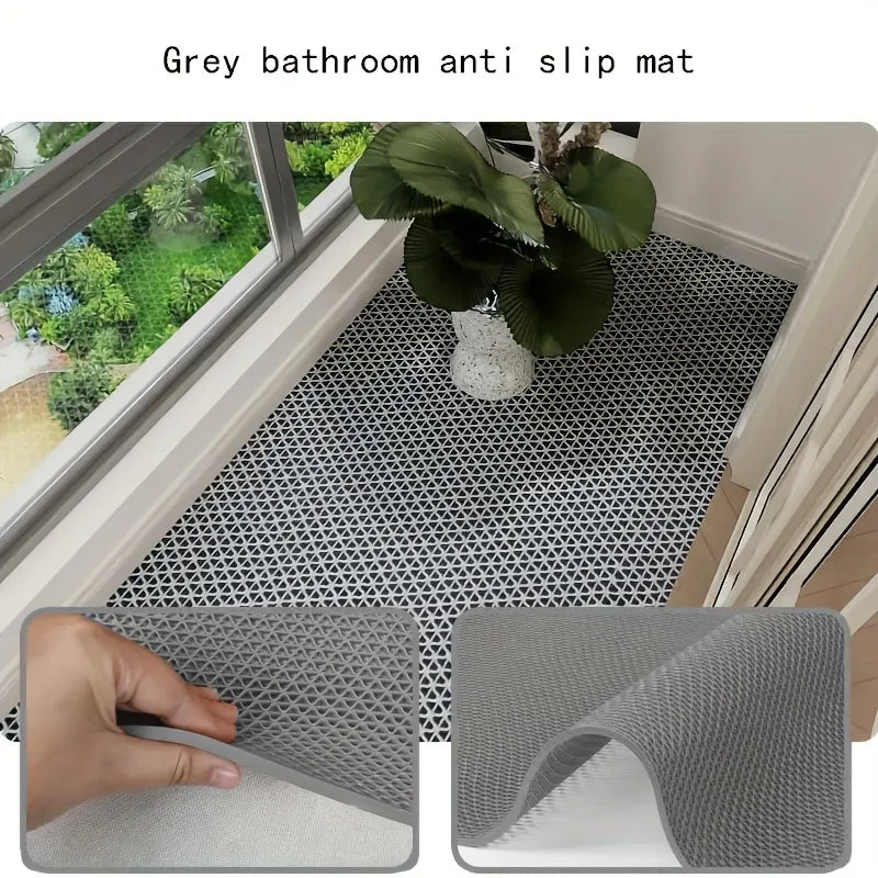 tapis anti dérapant gris pvc motif géométrique moderne adhésif salle bain cuisine