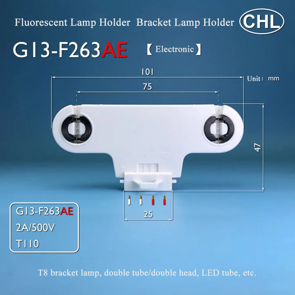 support lampe t8 g13 blanc argenté conducteur feuilles phosphore cuivre plastique industrielle