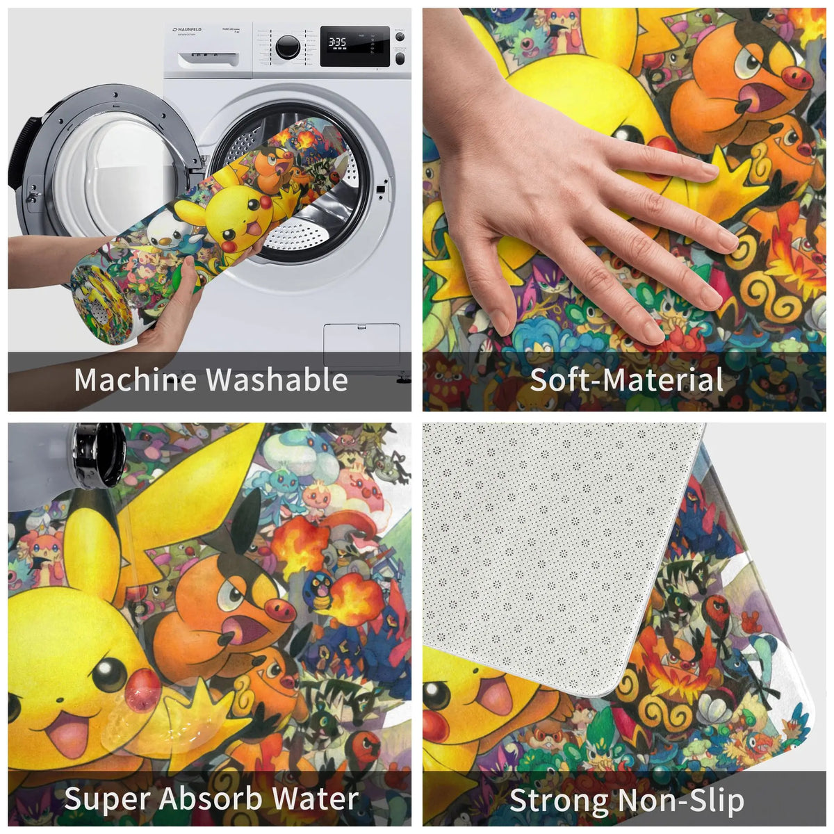 tapis antidérapant multicolore pokémon illustration moderne absorbant extérieur entrée cuisine balcon