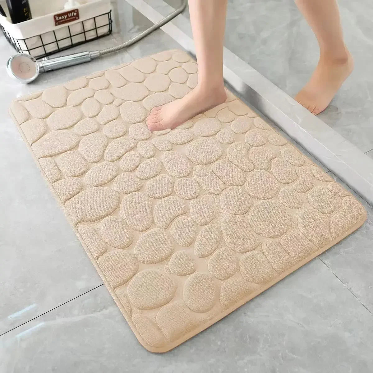 tapis bain gris moderne texture galets absorbant antidérapant 25x40 25x60 25x80 25x90