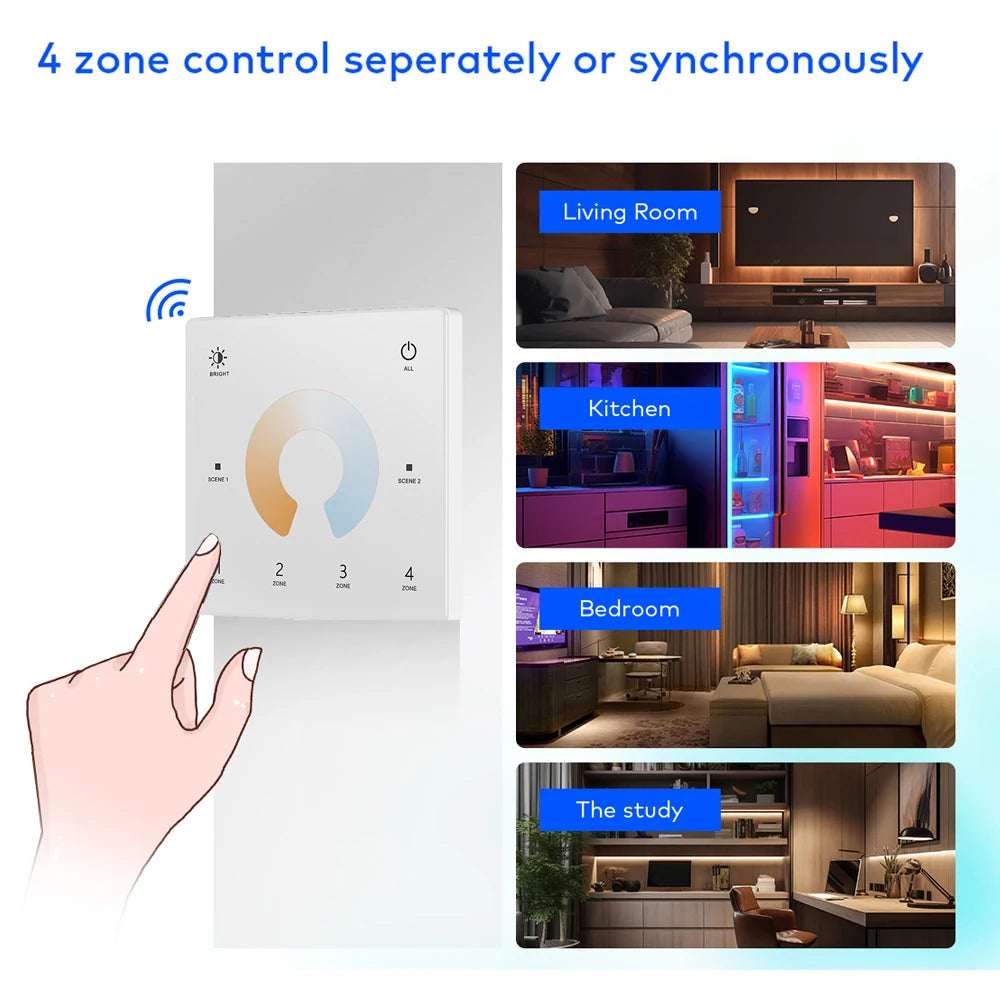 contrôleur éclairage led blanc moderne variateur zones tactile 12v 24v 36v wlan rf 4096