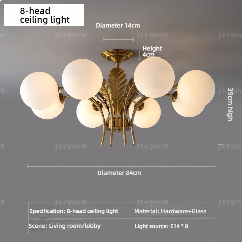 lustre élégant or feuilles stylisées 68cm diamètre 32cm hauteur ampoules e14
