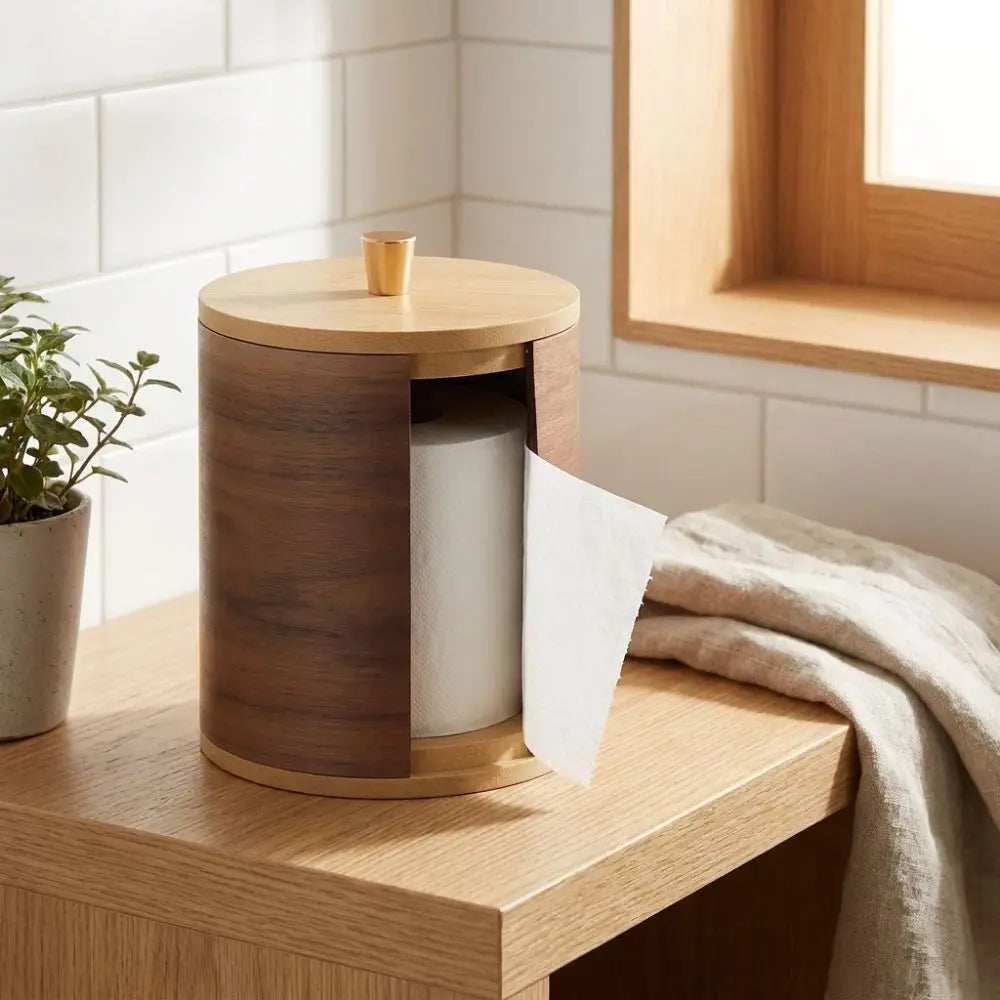 distributeur papier toilette bois naturel minimaliste moderne grande capacité usage domestique