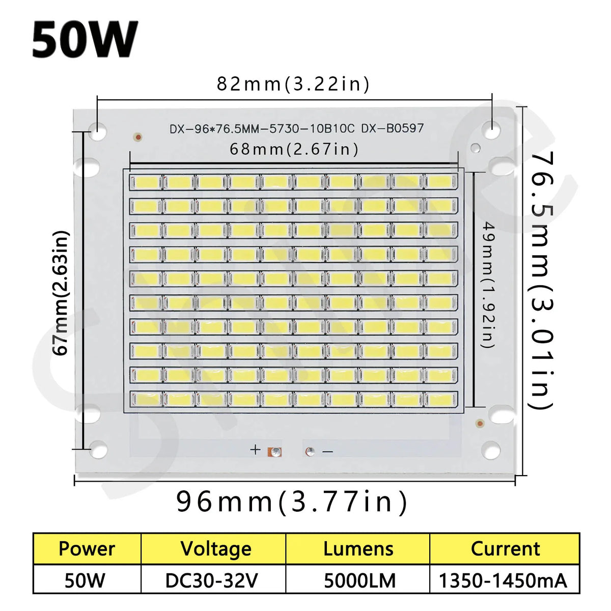 projecteur led 100w 200w 50w lumineux plaque industrielle alu opaque connecteurs rouges