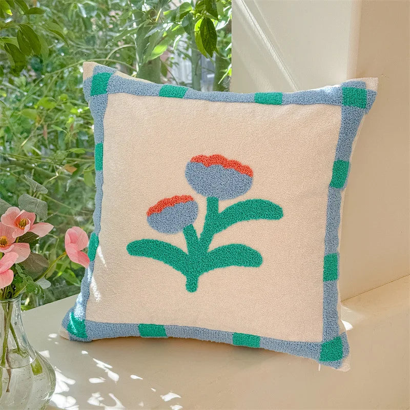 coussins décoratifs brodés motifs floraux 45x45cm polyester adhésifs traditionnels