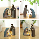 statue crèche noël bébé résine bleu gris classique lampe led intégrée occasion chrétienne