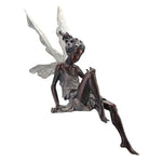 statue fée flûte résine fantaisiste feuilles détails sculptés jardin ornement erotique
