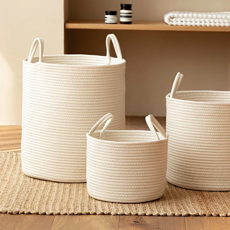 Panier de rangement blanc avec poignées