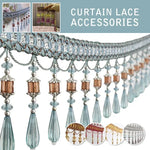 accessoires rideau dentelle goutte bleu clair doré gris élégant textile maison