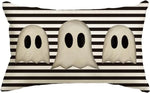 housses d'oreiller fantômes imprimées décoration halloween noires blanches adhésives maison hospitalières