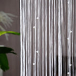 rideau franges transparent deco noel arbres étoiles festif classique polyester blanc