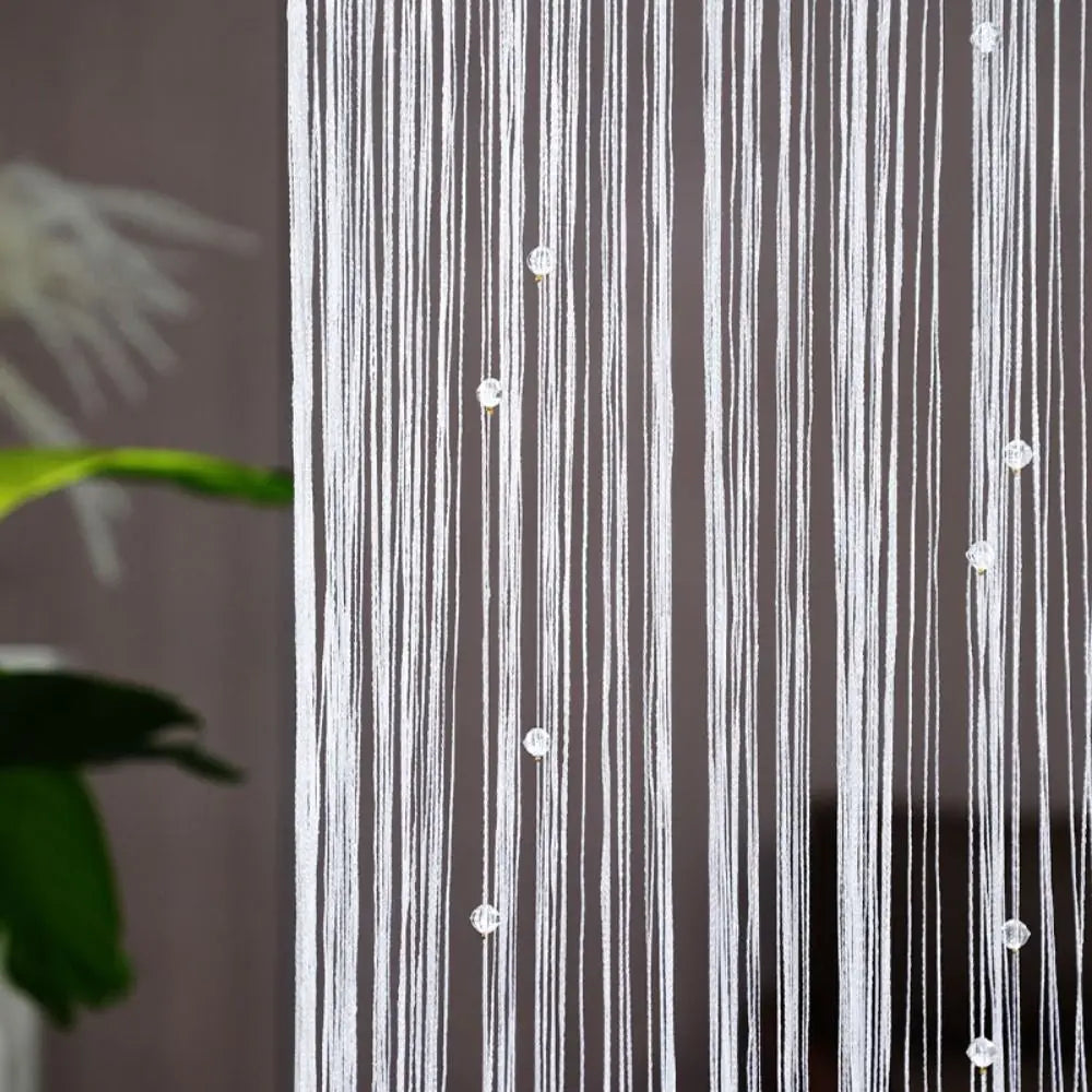 rideau franges transparent deco noel arbres étoiles festif classique polyester blanc