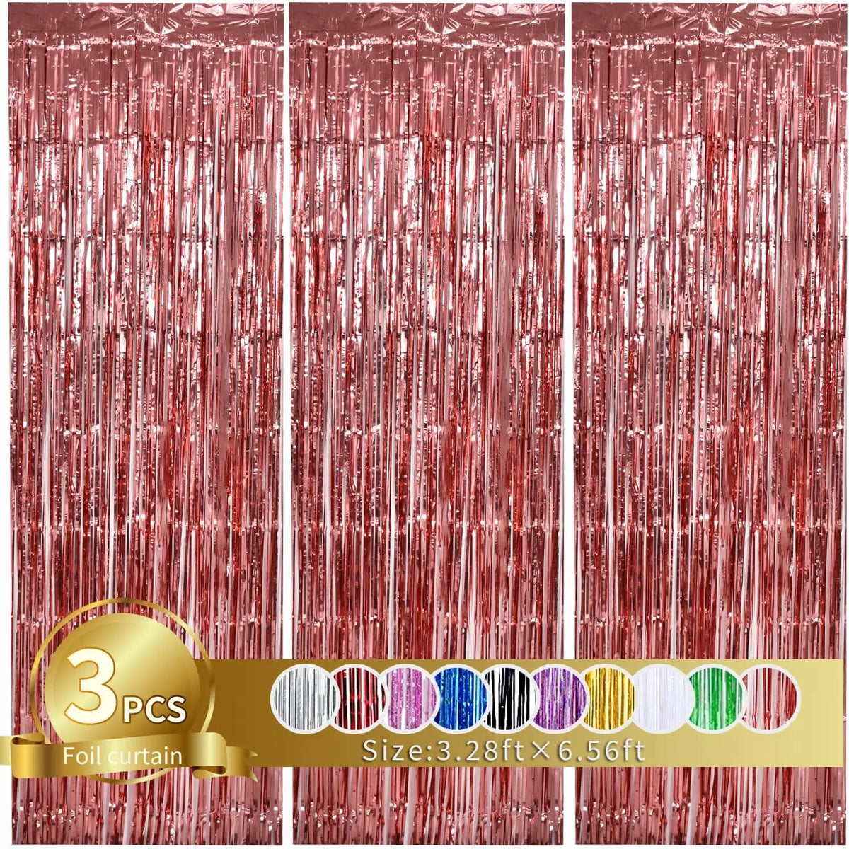 rideau tinsel or argent rose festif décoration anniversaire noël mariage festive
