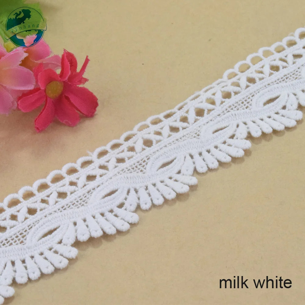dentelle coton 4cm large blanche ajourée motifs floraux transparent décoration mariage bricolage