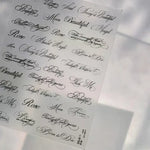 autocollants ongles transparents lettres noires calligraphie adhésif diy manucure ongles décoration beauté française écriture