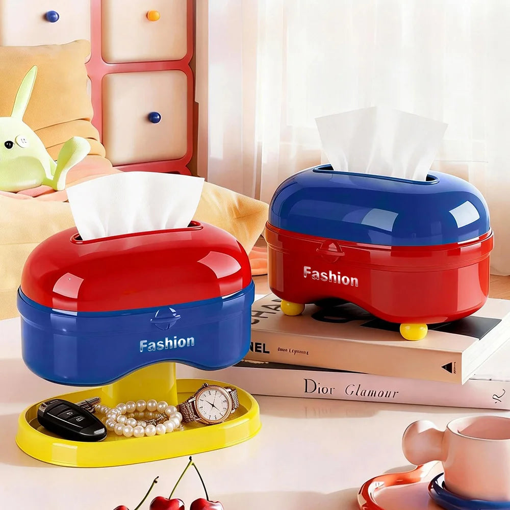 boîte mouchoirs moderne rouge bleu rangement papier tissue conteneur decoration maison étages multiples