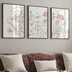 affiches modernes toile fleurs sauvages rose clair minimaliste sans cadre
