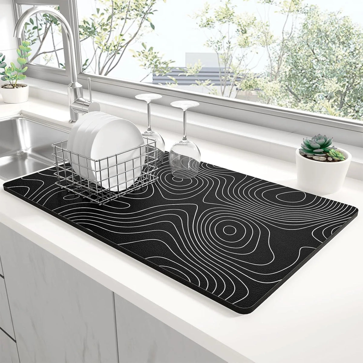 tapis cuisine marbre veines dorées moderne blanc noir vert respectueux environnement 20x30cm 30x40cm 40x60cm