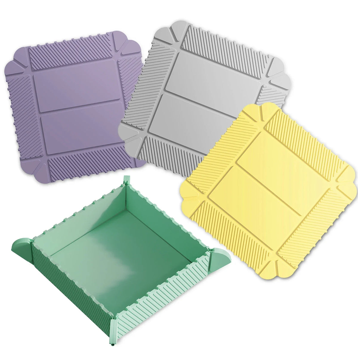 support vaisselle pliable moderne aimants rayures horizontales violet gris jaune vert rose pratique