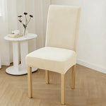 housse chaise velours doux élastique beige clair moderne salon restaurant 45cm longueur