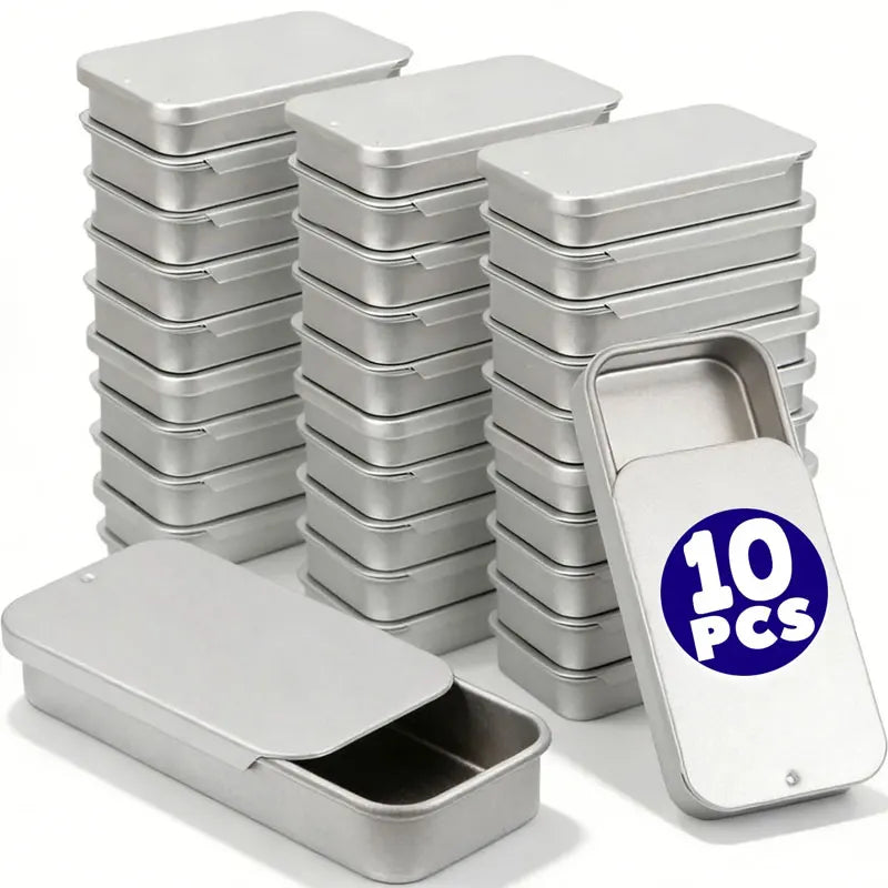 boîtes rangement argentées portables modernes bijoux pilules 10pcs métal