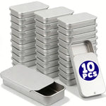 boîtes rangement argentées portables modernes bijoux pilules 10pcs métal