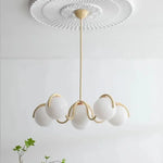Suspension lumineuse moderne sphères translucides rouge doré blanc salon chambre