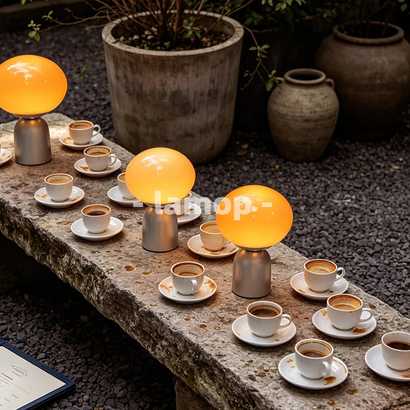 lampe table moderne rétro base noire lumière douce ampoules led verre strié orange sans