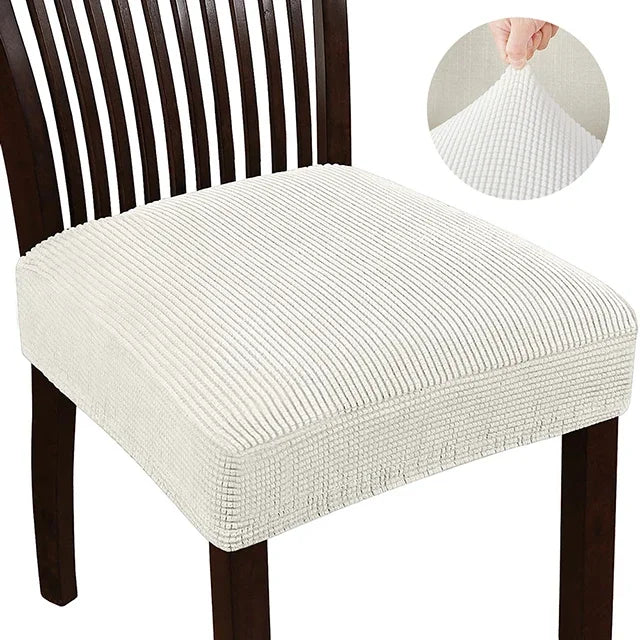 Housse chaise moderne polyester bleu rayures horizontales élastique lavable 30°C