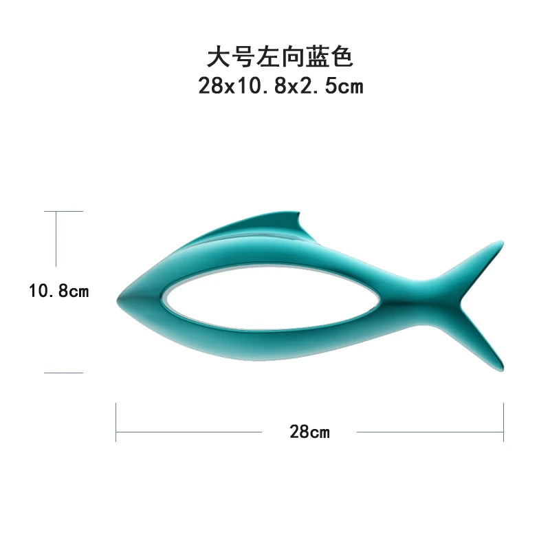 décoration murale poisson 3d moderne plastique adhésif argent bleu or salon