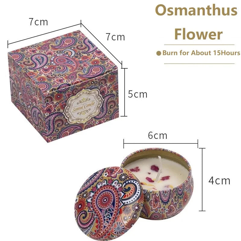 bougie parfumée cire soja boho chic motif mandala couvercle boîte rangement