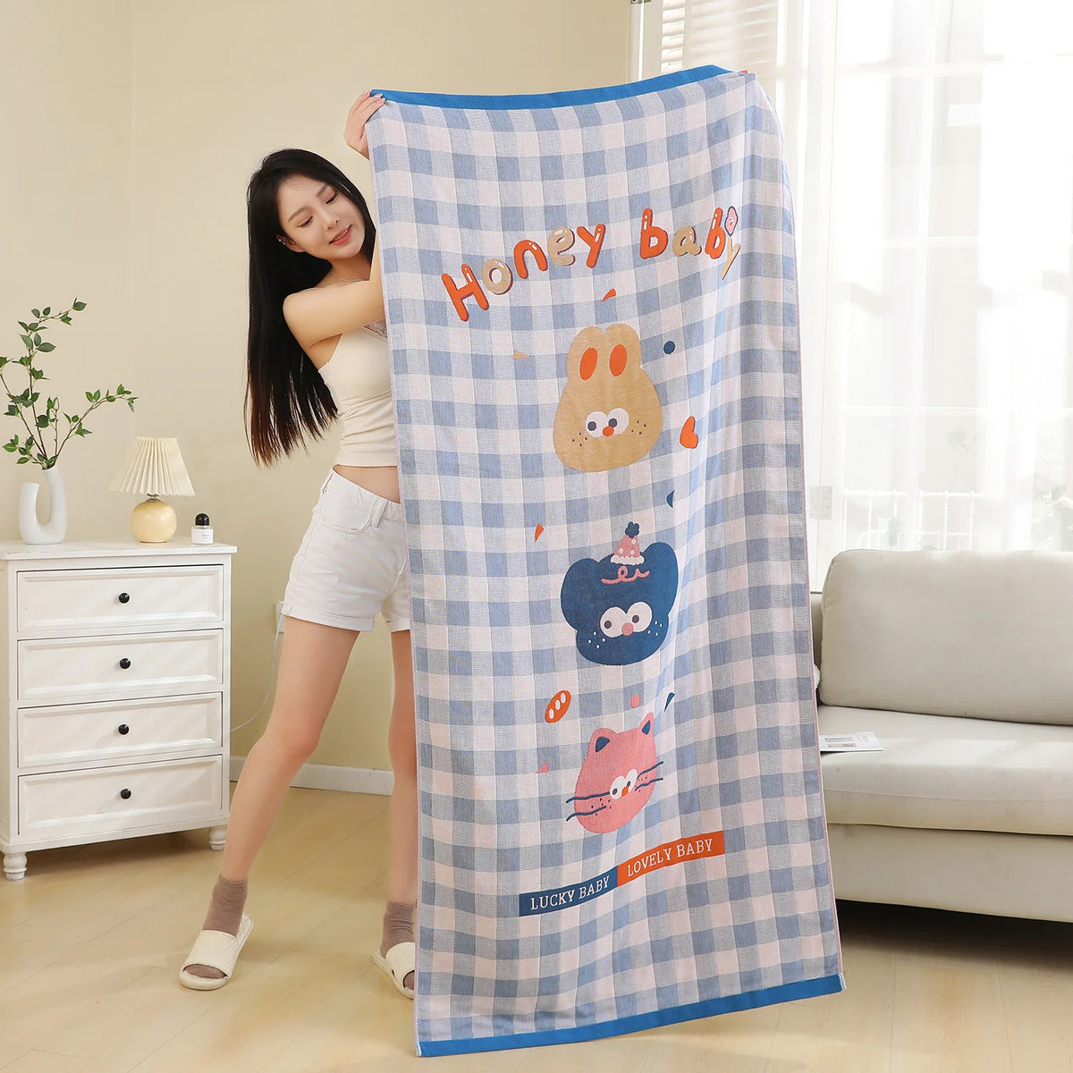 serviette bain coton biologique noël dessin animé moderne rectangle opaque lavable machine haute absorption