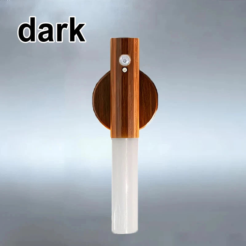 lampe murale détecteur mouvement rechargeable usb led moderne blanc noir bois