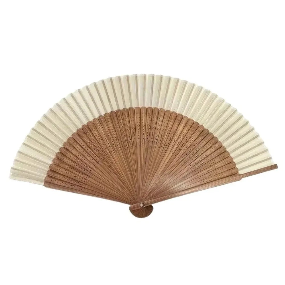 éventail pliant bambou tissu noir beige rayures géométrique classique tassel summer dance deco
