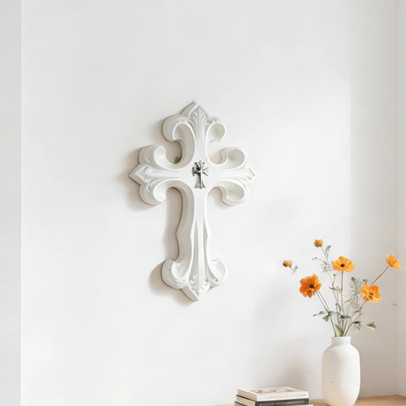 décoration murale croix résine noire blanche classique baroque sculptural chambre salon