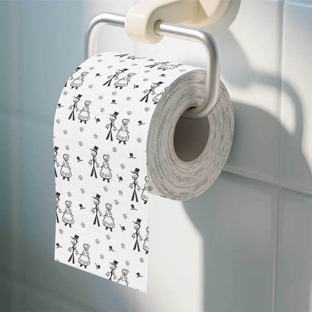papier toilette just married thème festif personnages mariage ballons colorés tringle festive blanc